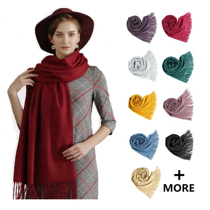Grand châle style cachemire – couleurs unies