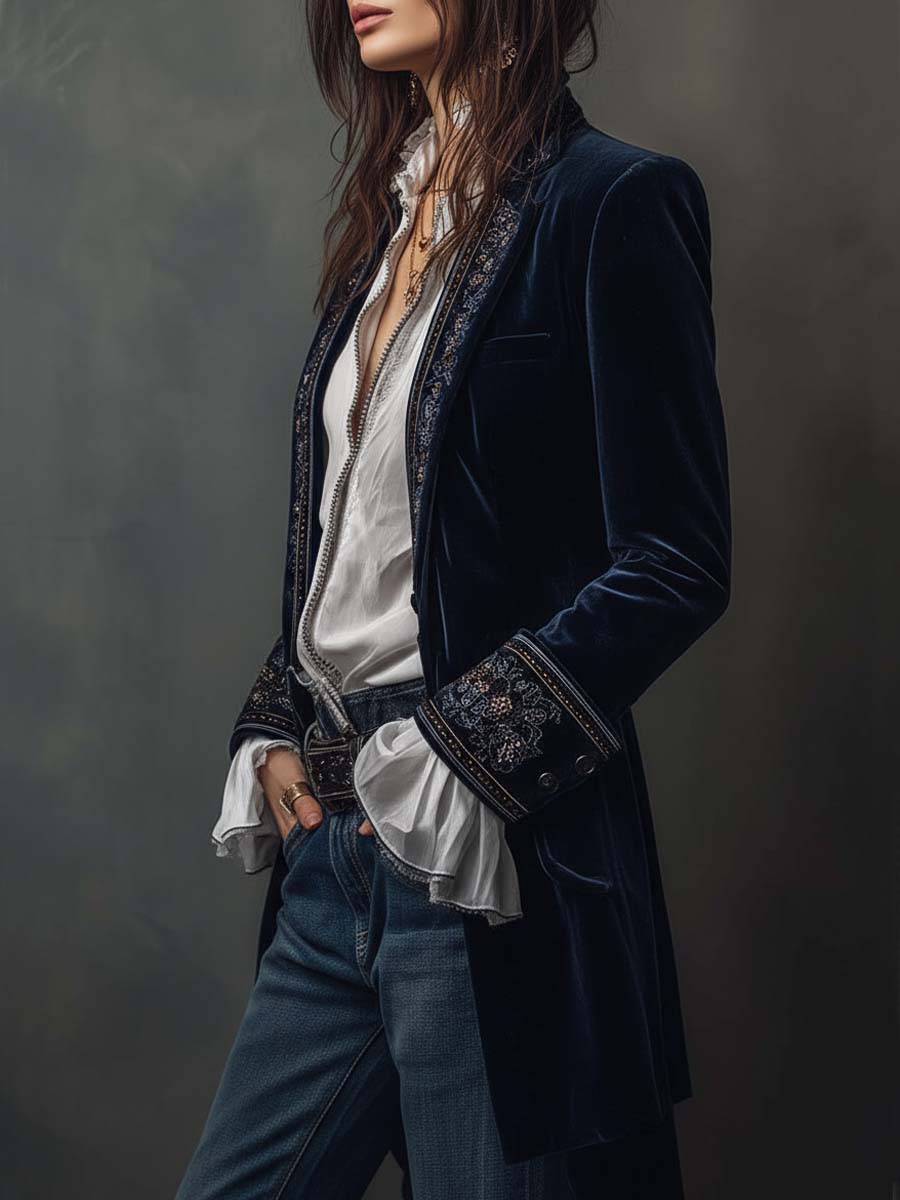 Veste longue vintage pour femme