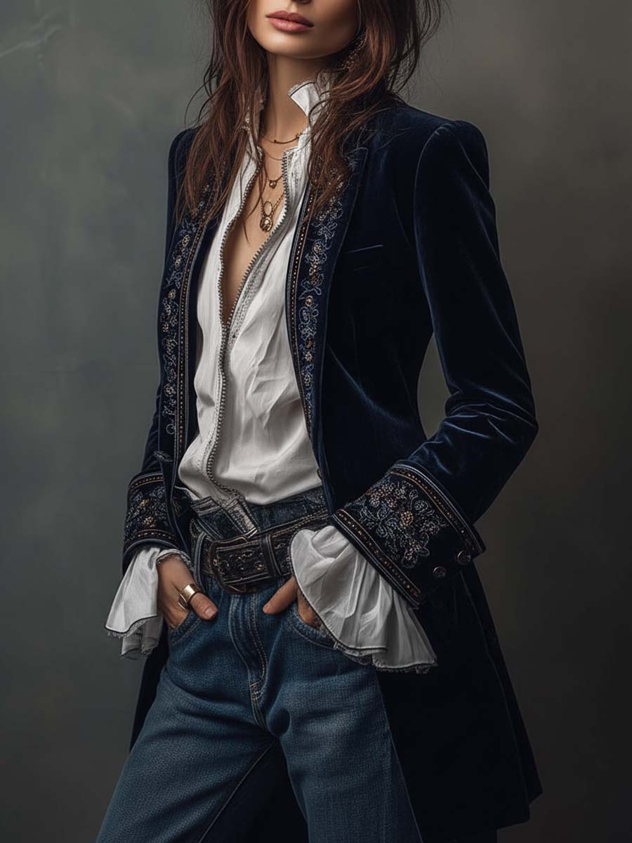 Veste longue vintage pour femme