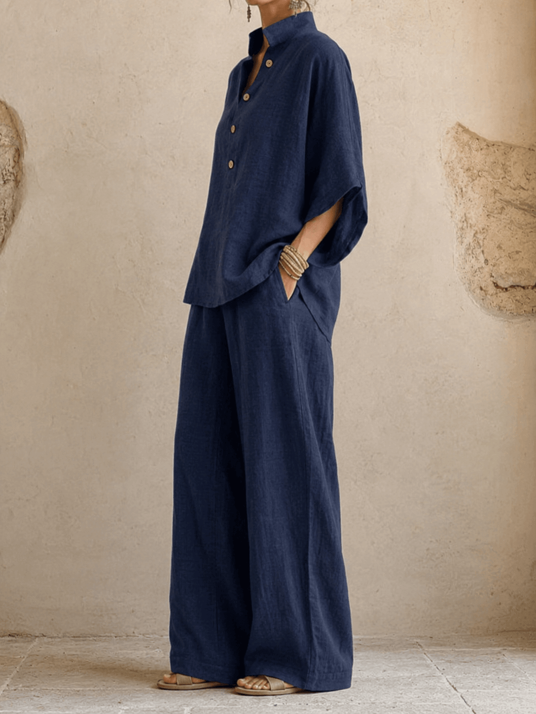 Maribel | Ensemble à manches chauve-souris et pantalon à jambes larges