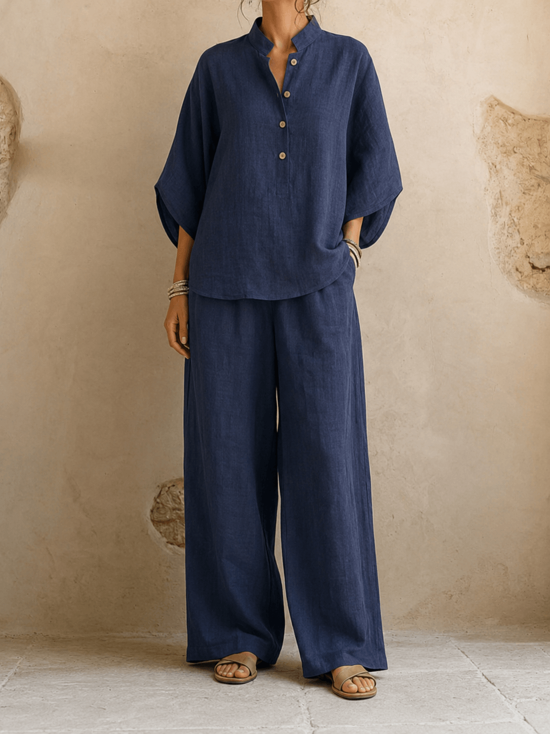 Maribel | Ensemble à manches chauve-souris et pantalon à jambes larges