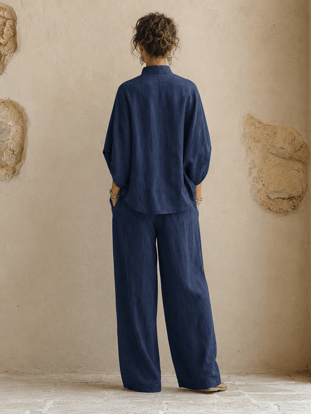 Maribel | Ensemble à manches chauve-souris et pantalon à jambes larges