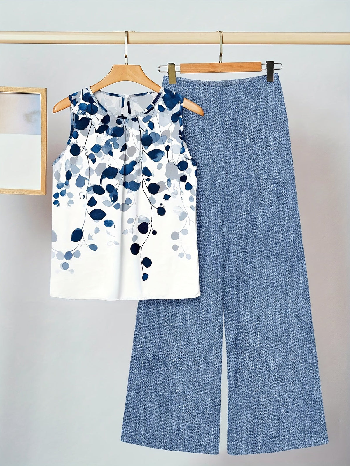 Gabriella | Ensemble plissé à motifs de feuilles