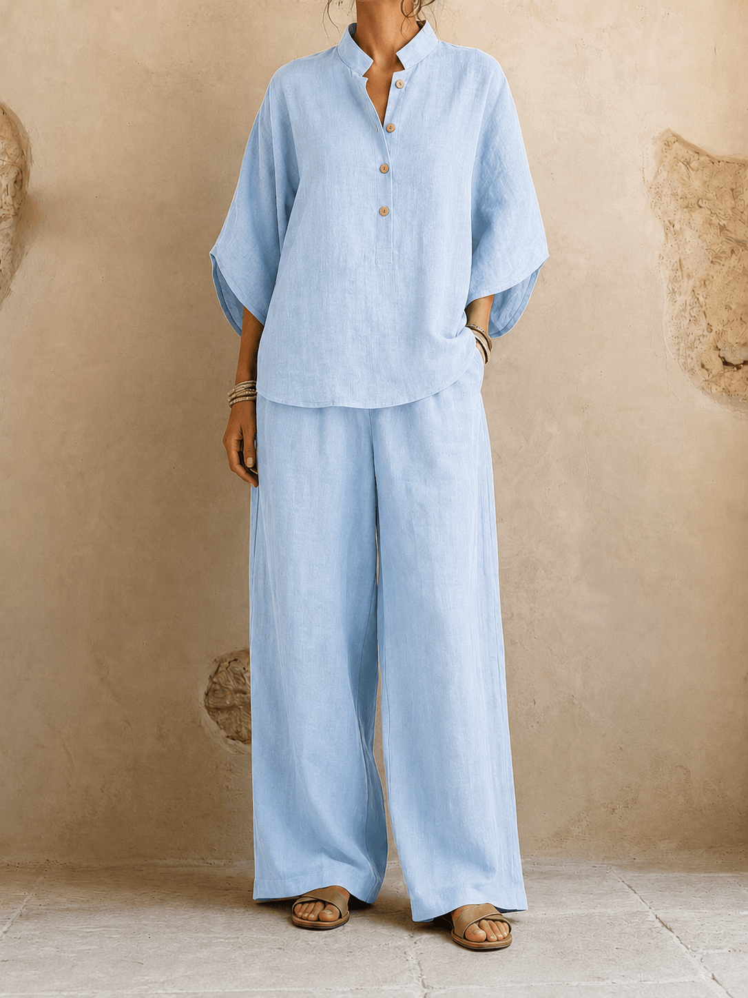 Maribel | Ensemble à manches chauve-souris et pantalon à jambes larges