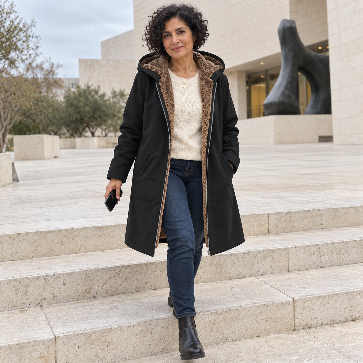 Evelyn | Manteau à capuchon doublé sherpa