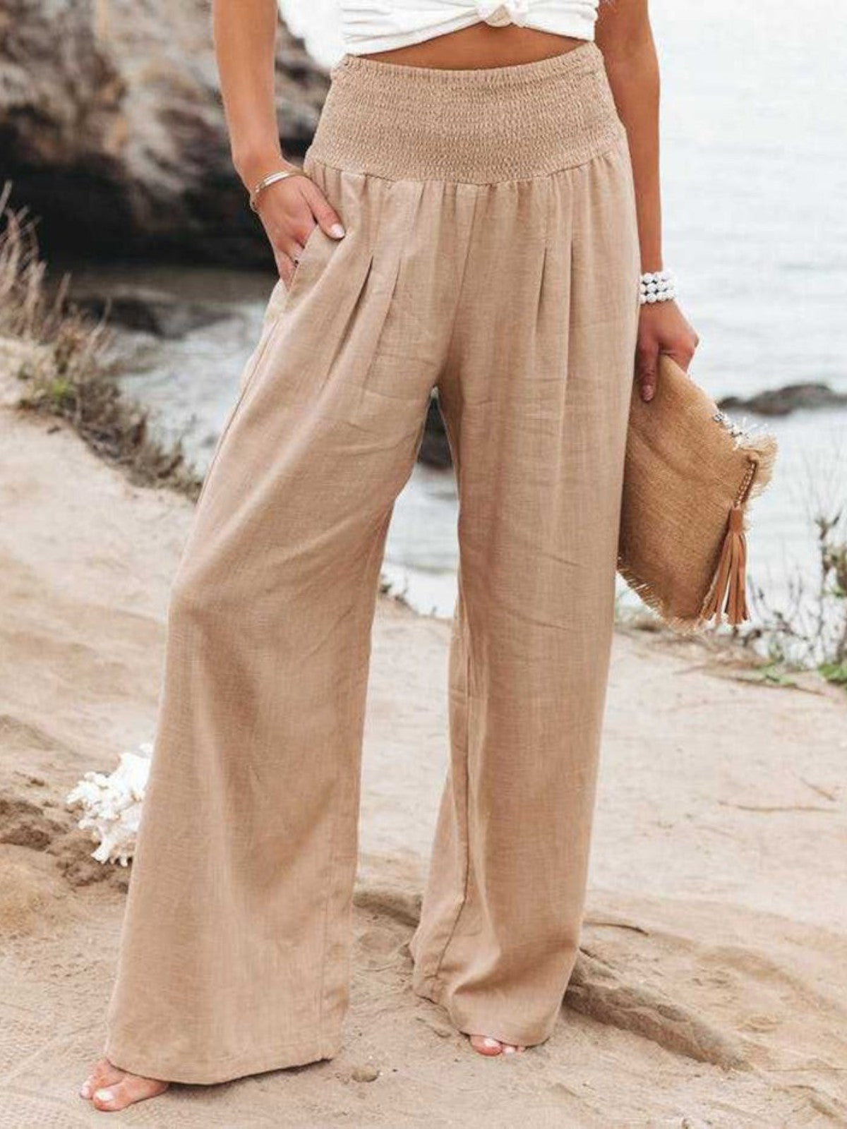 Thaliora | Pantalon Remi à jambes larges en lin