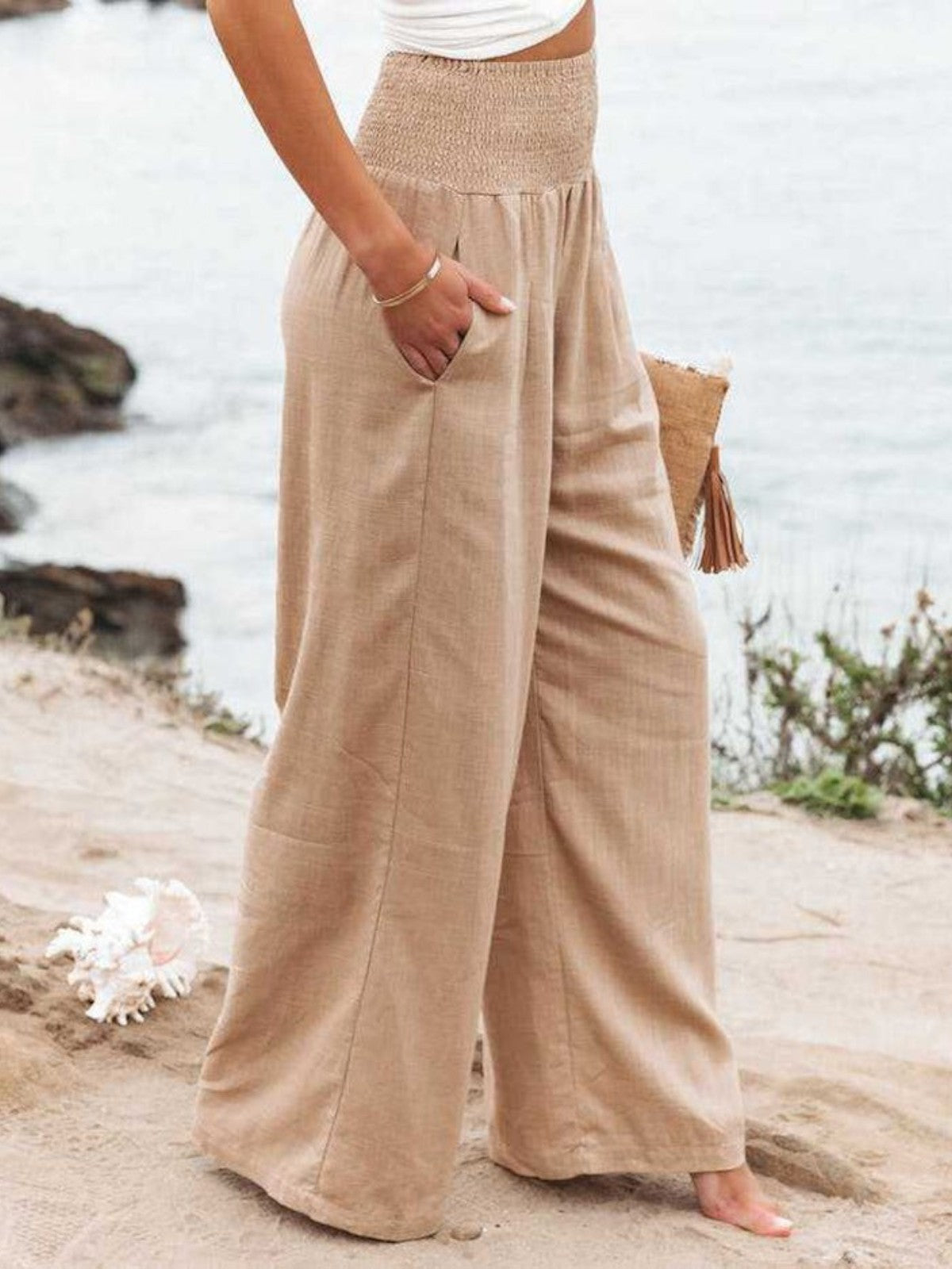 Thaliora | Pantalon Remi à jambes larges en lin