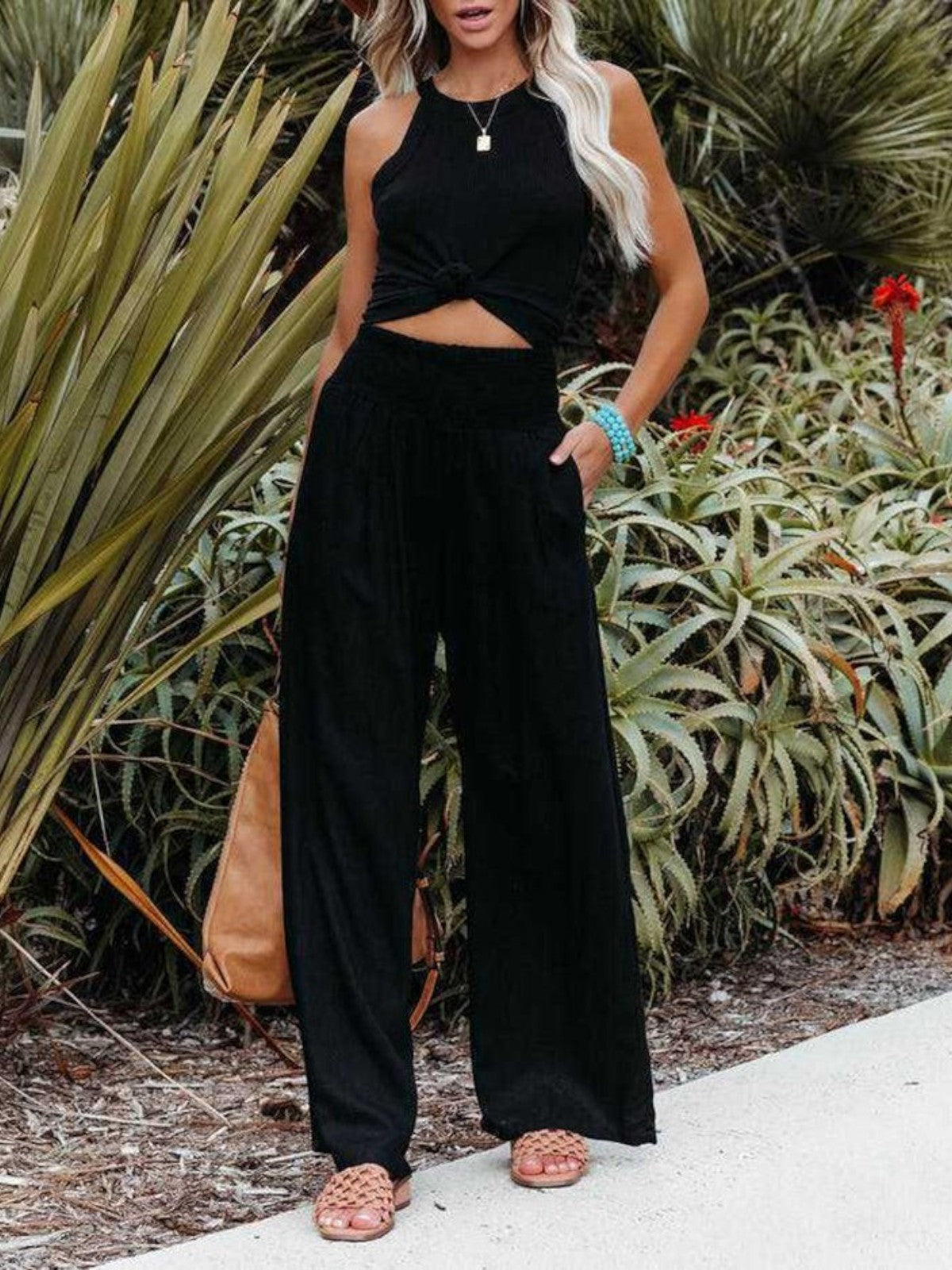Thaliora | Pantalon Remi à jambes larges en lin