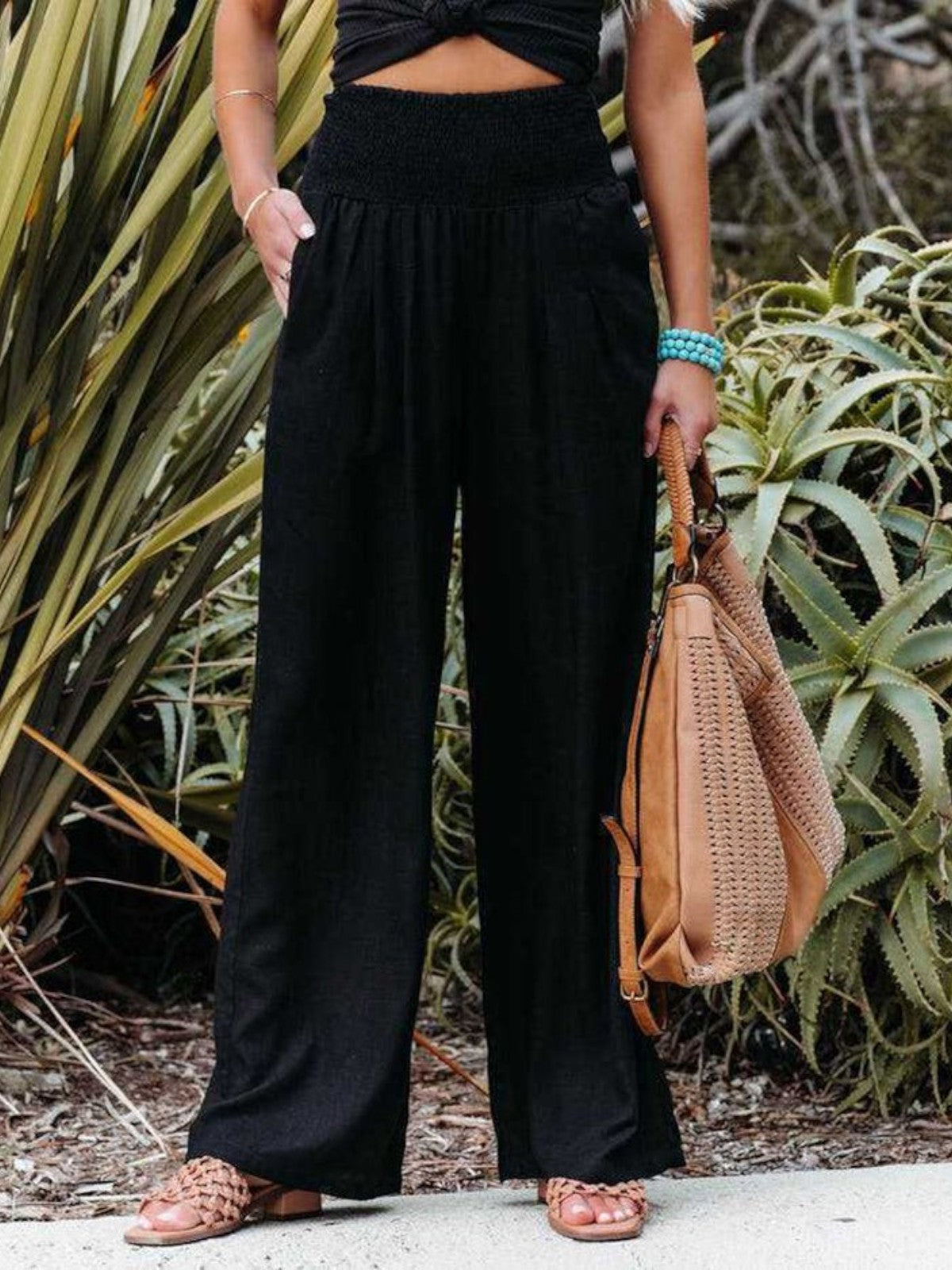Thaliora | Pantalon Remi à jambes larges en lin