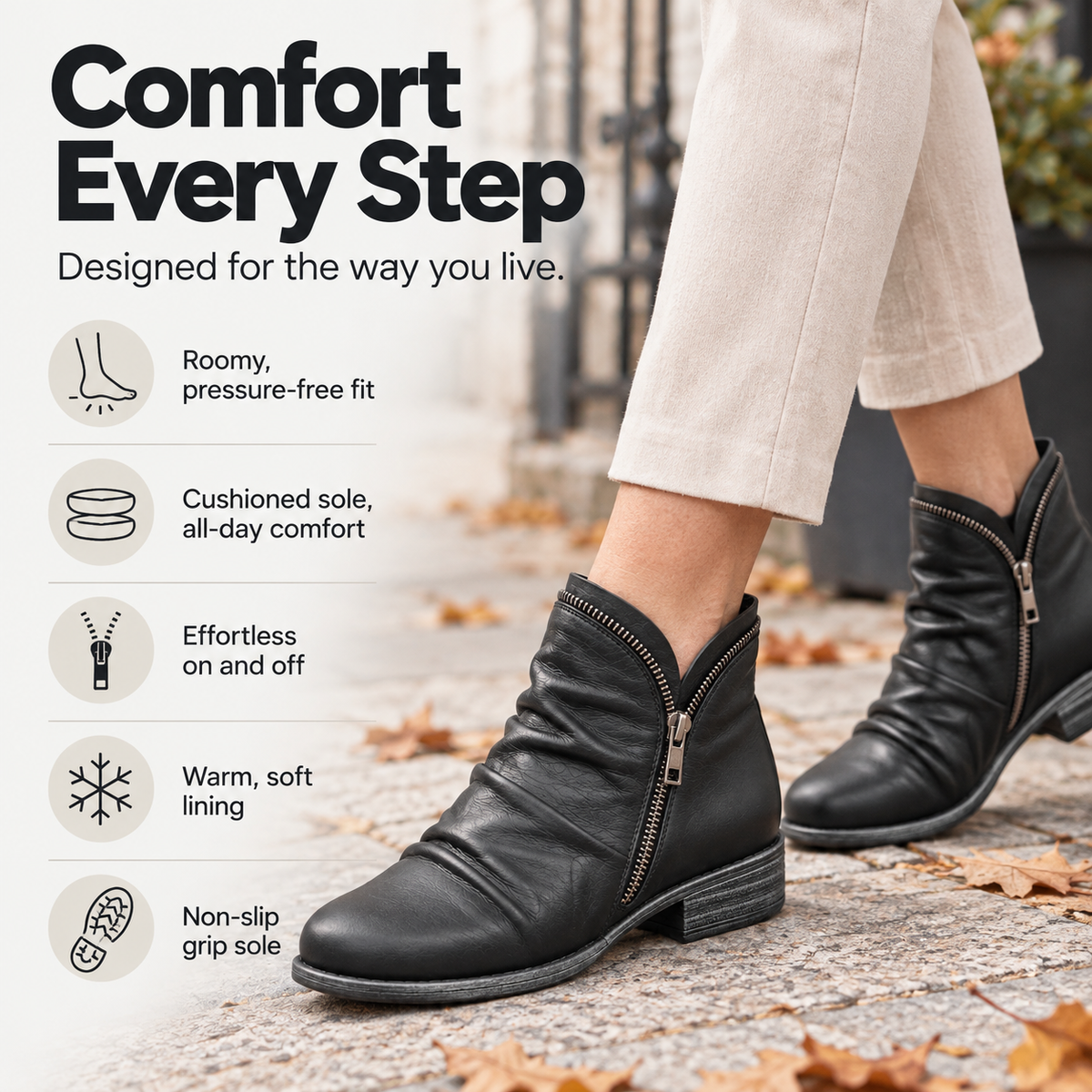 Bottillons confortables pour femme
