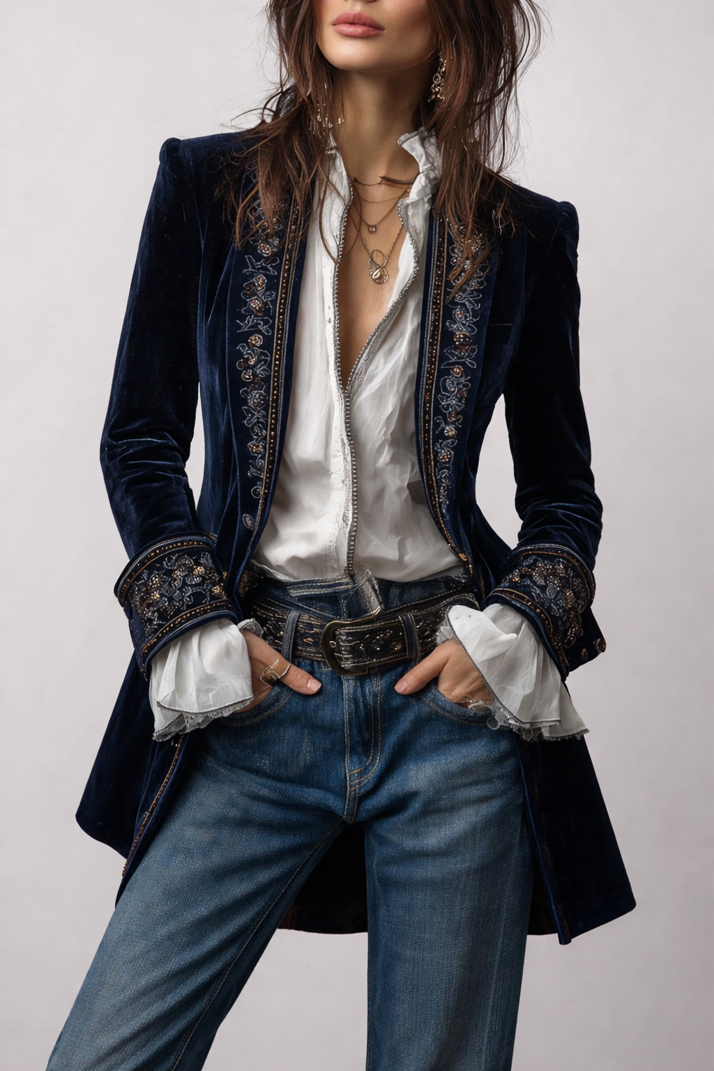 Veste longue vintage pour femme