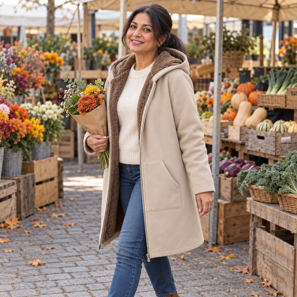 Evelyn | Manteau à capuchon doublé sherpa