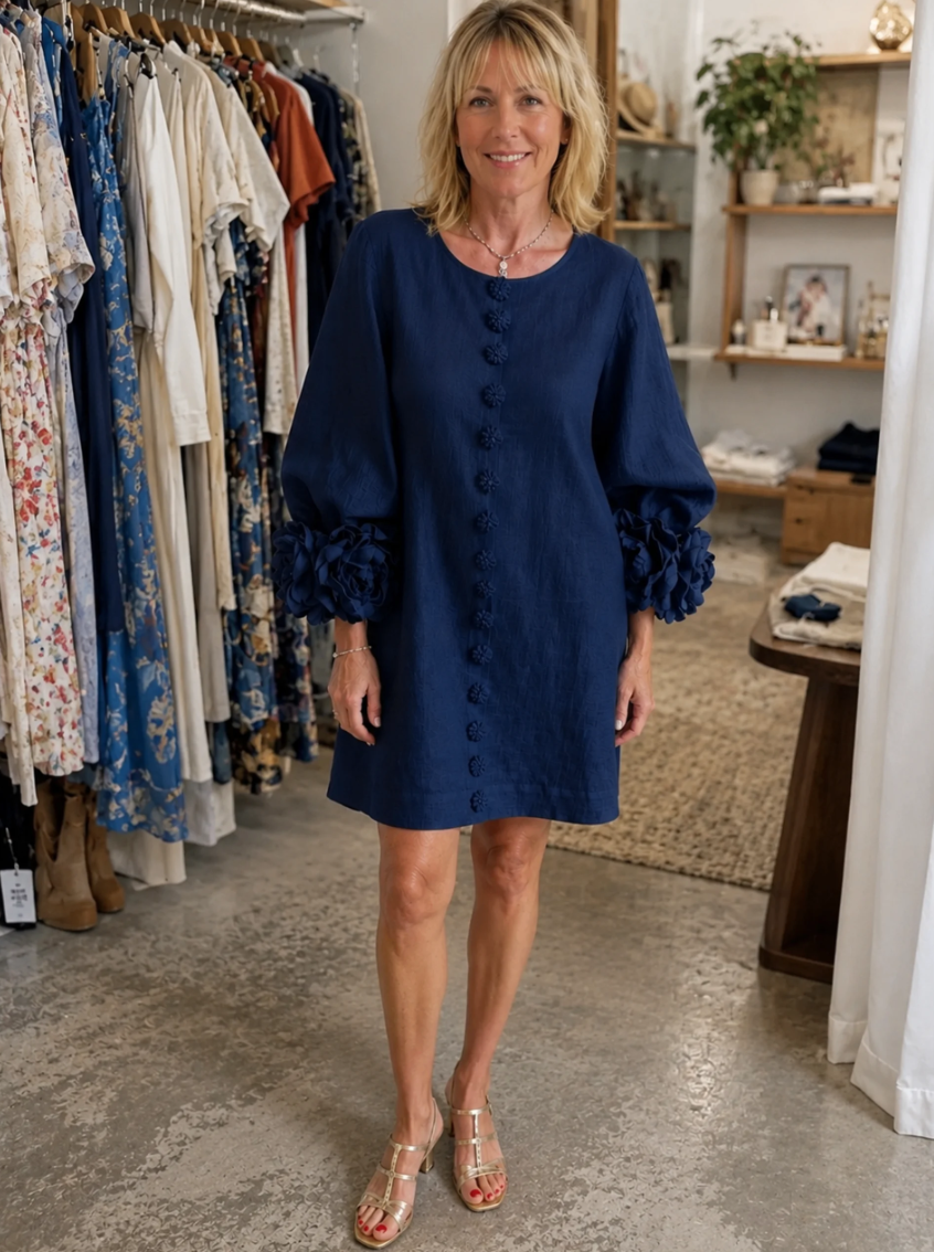Florence | Robe courte fleurie boutonnée