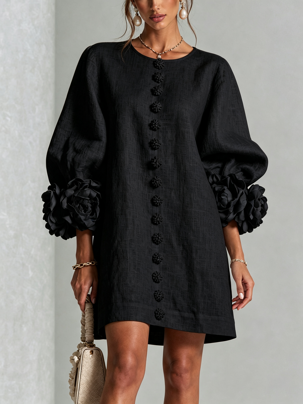 Florence | Robe courte fleurie boutonnée