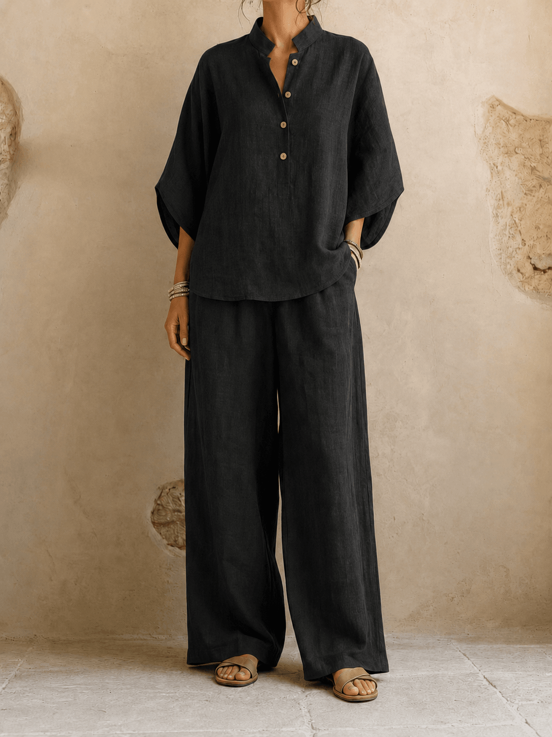 Maribel | Ensemble à manches chauve-souris et pantalon à jambes larges