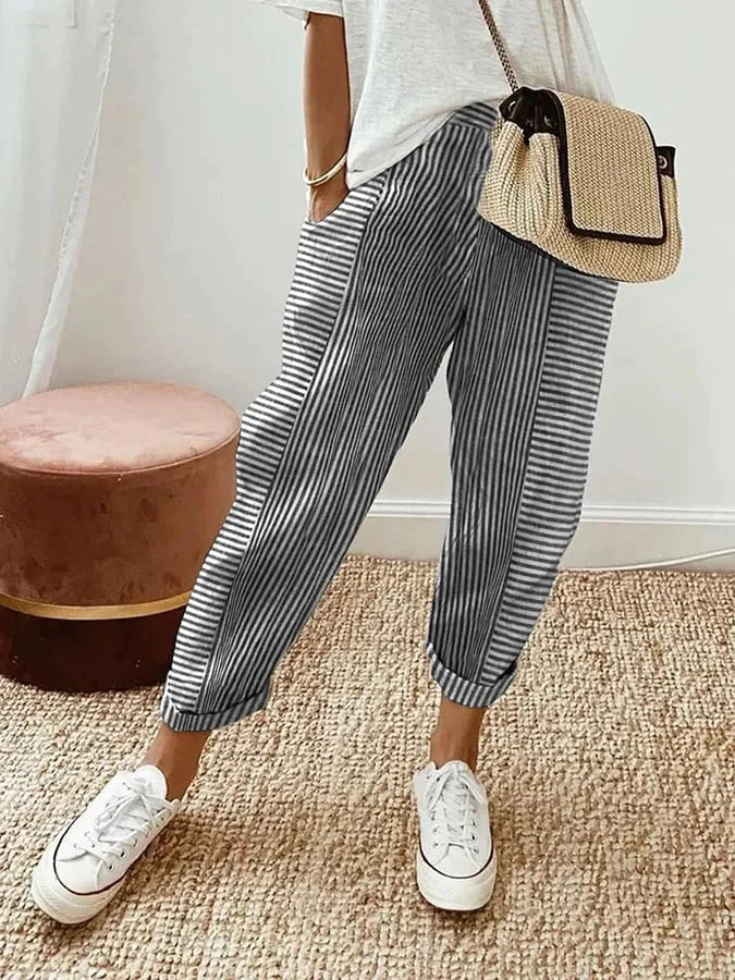 Celia | Pantalon classique à rayures en coton