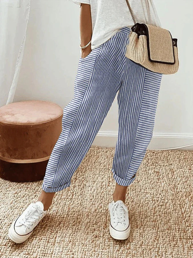 Celia | Pantalon classique à rayures en coton
