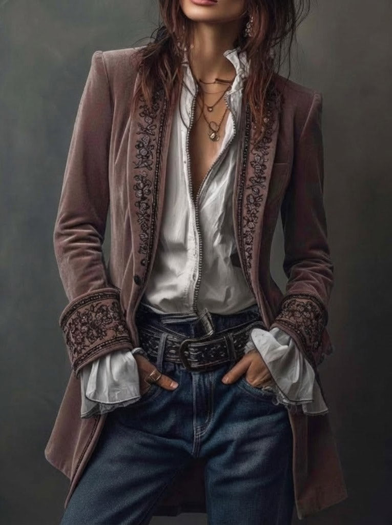 Veste longue vintage pour femme