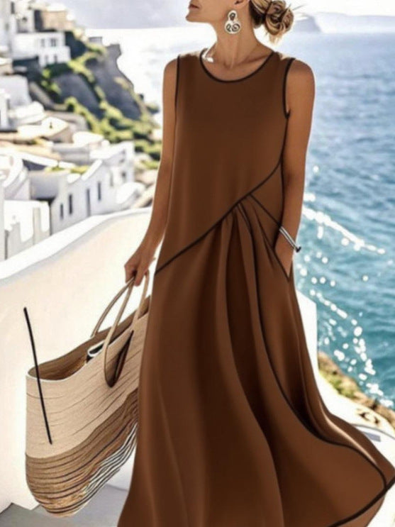 Monique | Robe longue à bordure contrastée