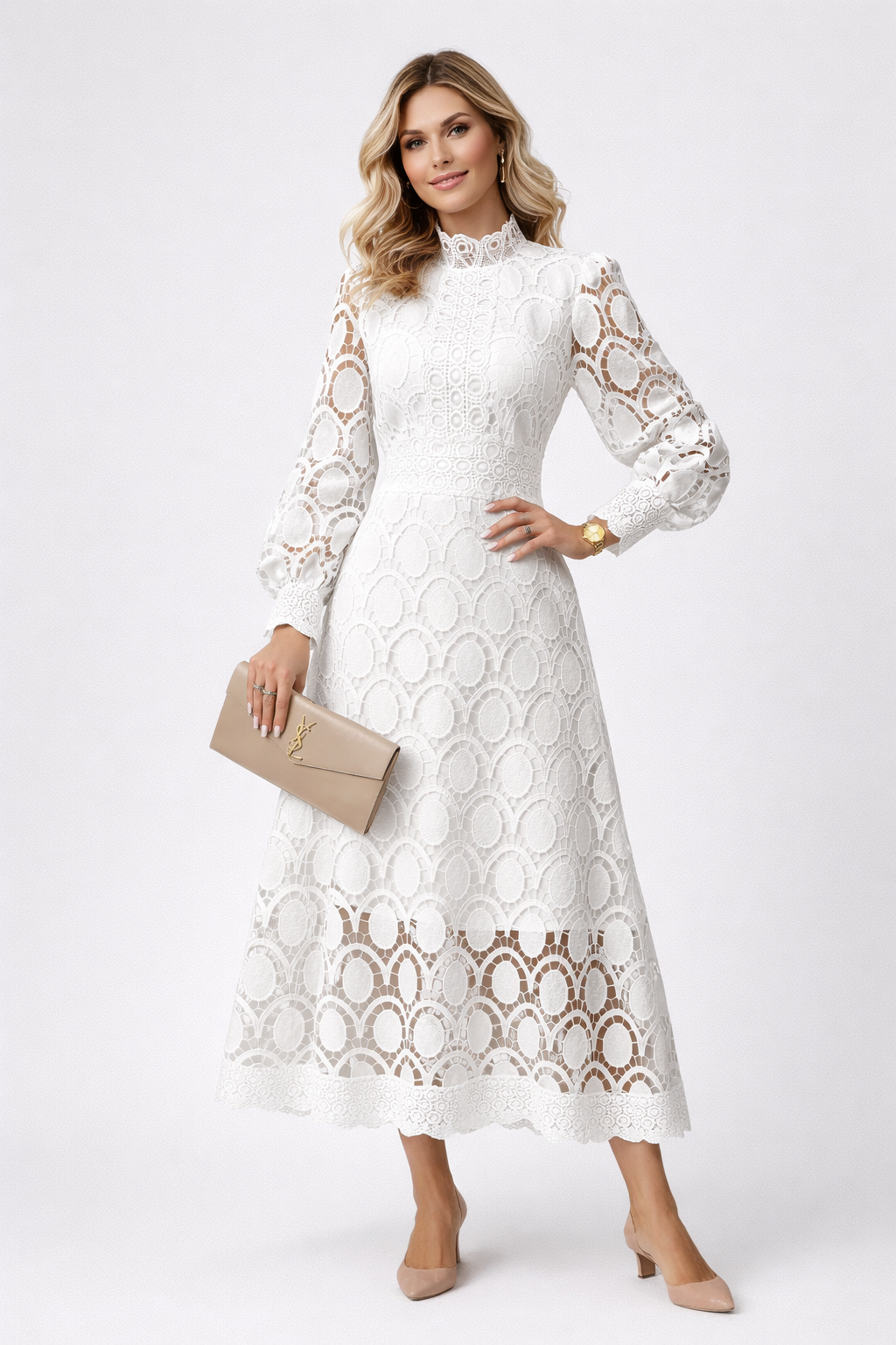 Valerie | Robe mi-longue élégante en dentelle