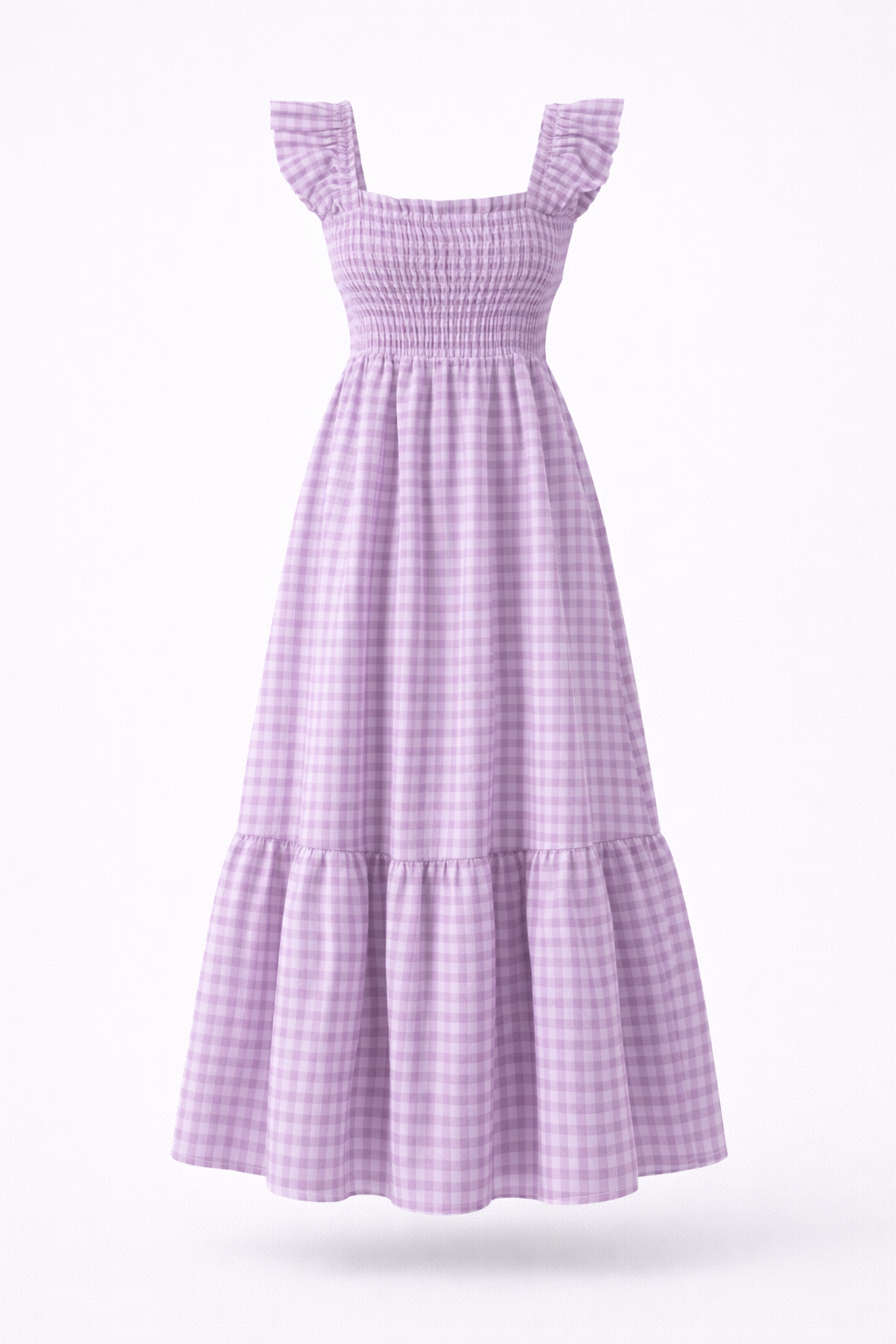 Martine | Robe longue vichy à smocks