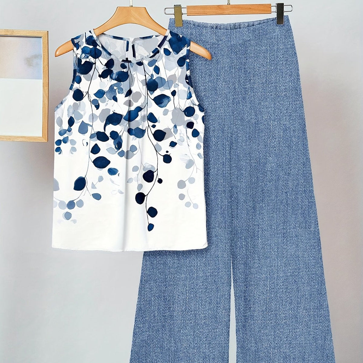 Gabriella | Ensemble plissé à motifs de feuilles