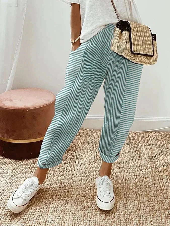 Celia | Pantalon classique à rayures en coton