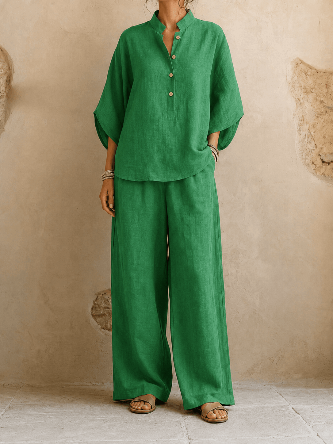 Maribel | Ensemble à manches chauve-souris et pantalon à jambes larges
