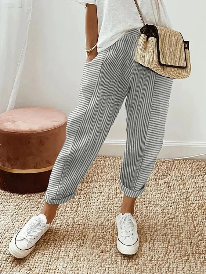 Celia | Pantalon classique à rayures en coton