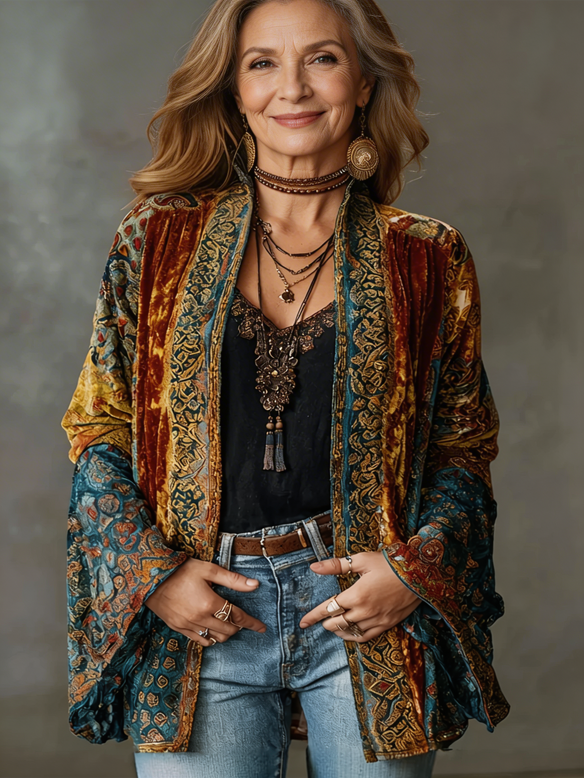 Amara | Veste kimono bohème brodée