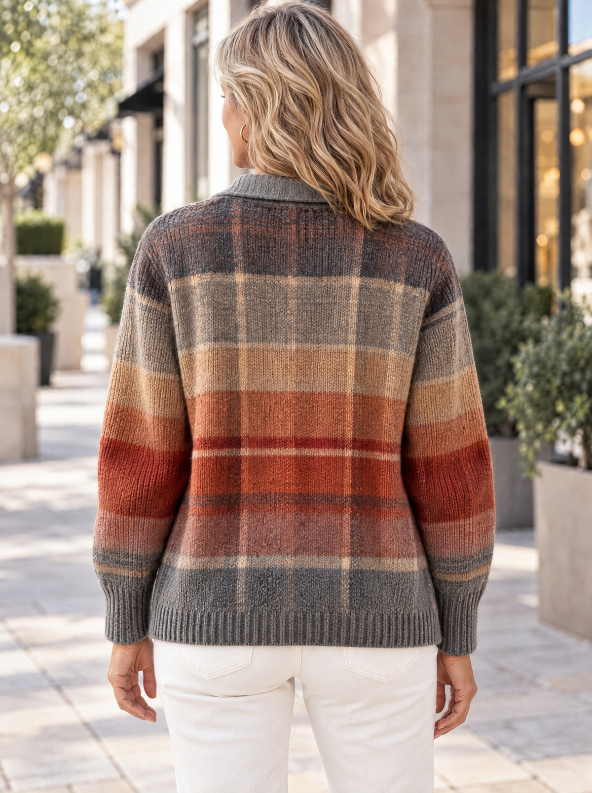 Heritage | Cardigan en tricot à carreaux et col chemise
