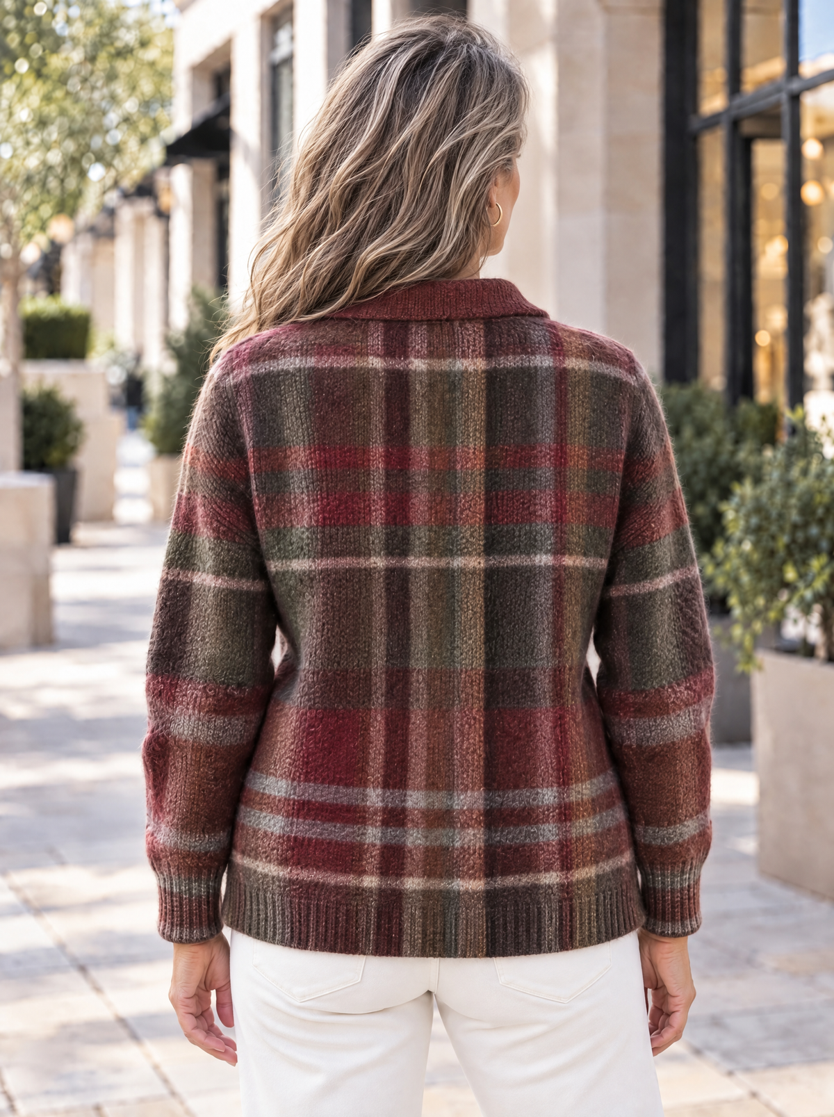 Heritage | Cardigan en tricot à carreaux et col chemise