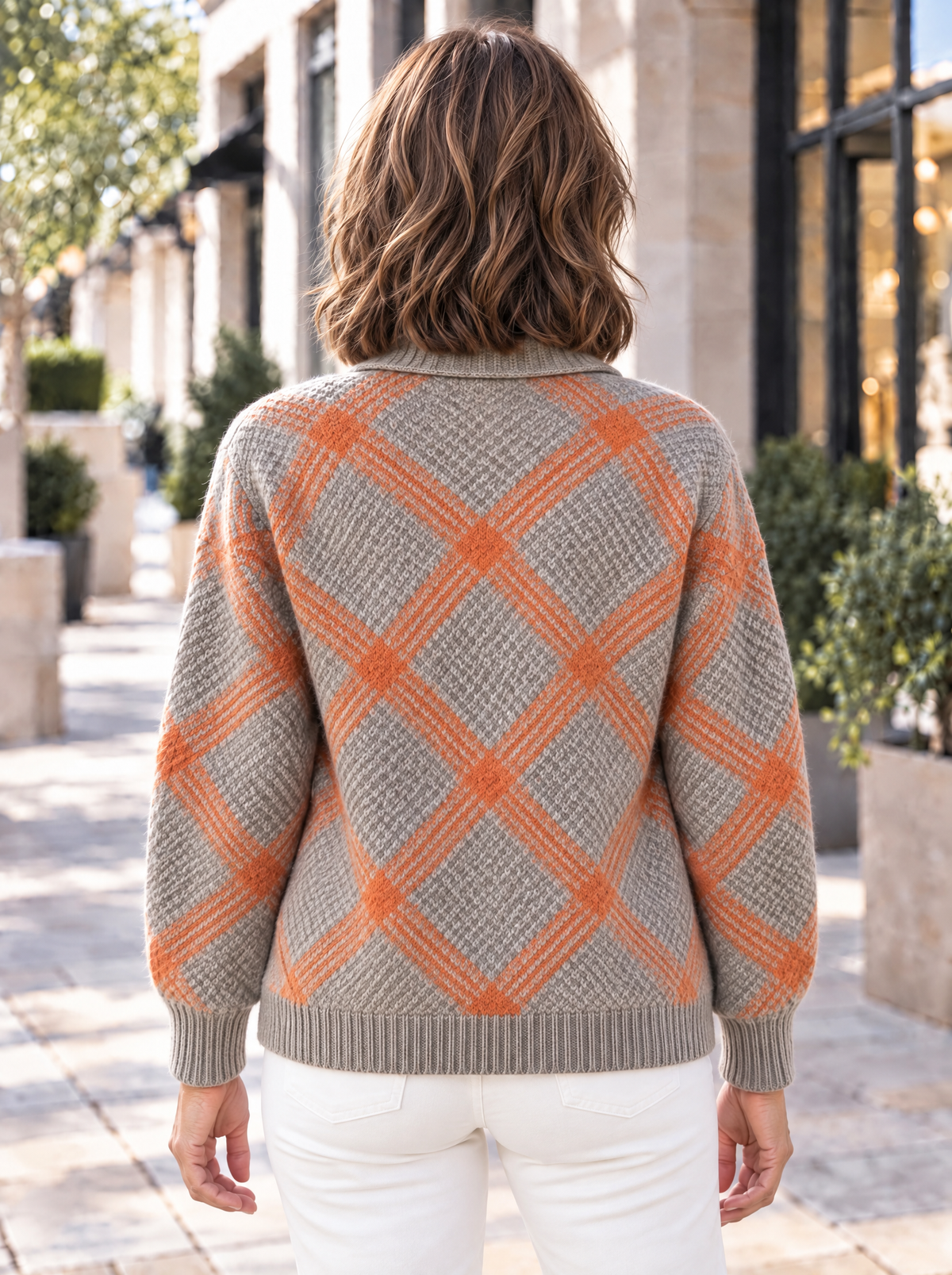 Heritage | Cardigan en tricot à carreaux et col chemise