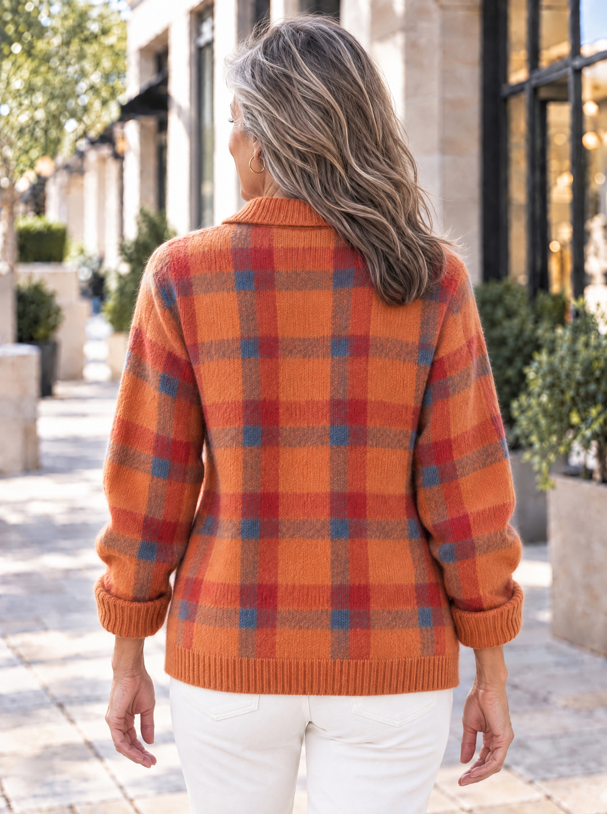 Heritage | Cardigan en tricot à carreaux et col chemise
