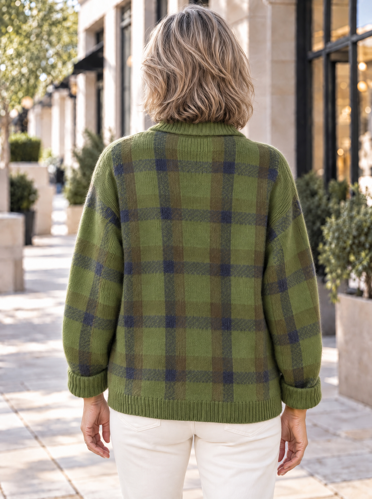 Heritage | Cardigan en tricot à carreaux et col chemise