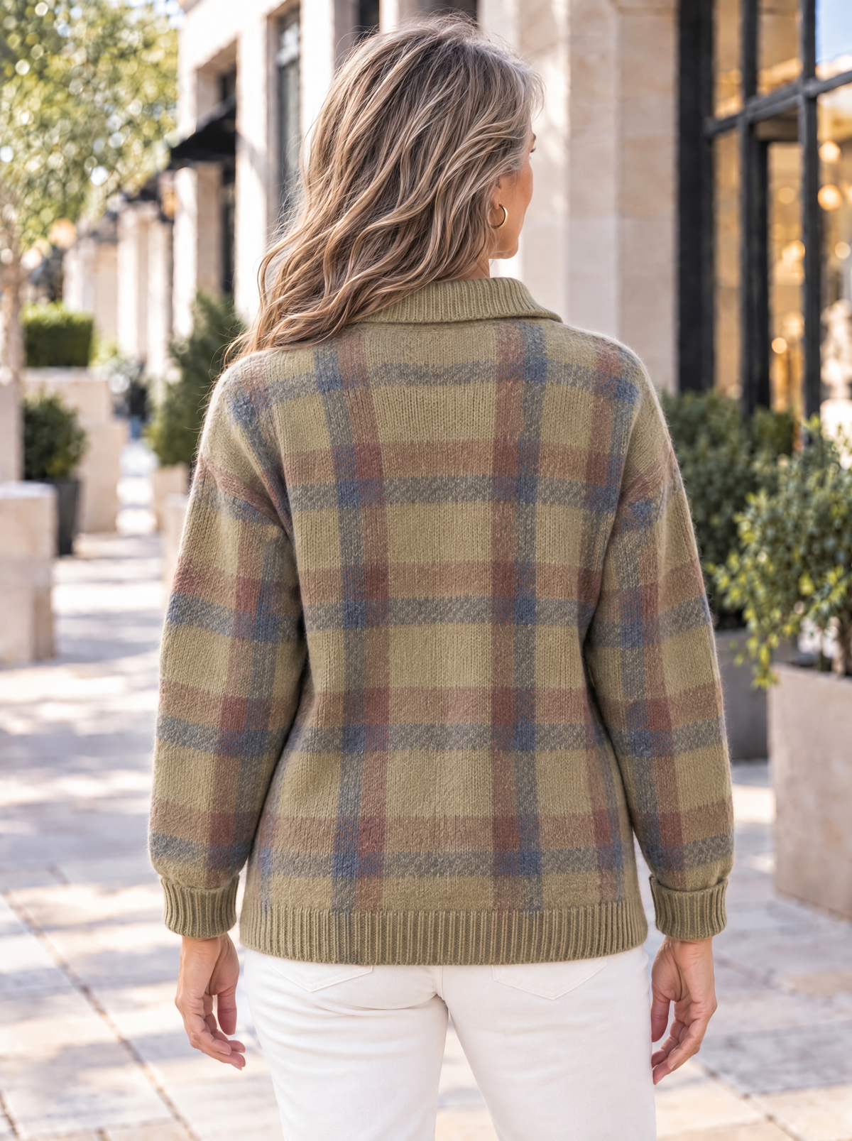 Heritage | Cardigan en tricot à carreaux et col chemise