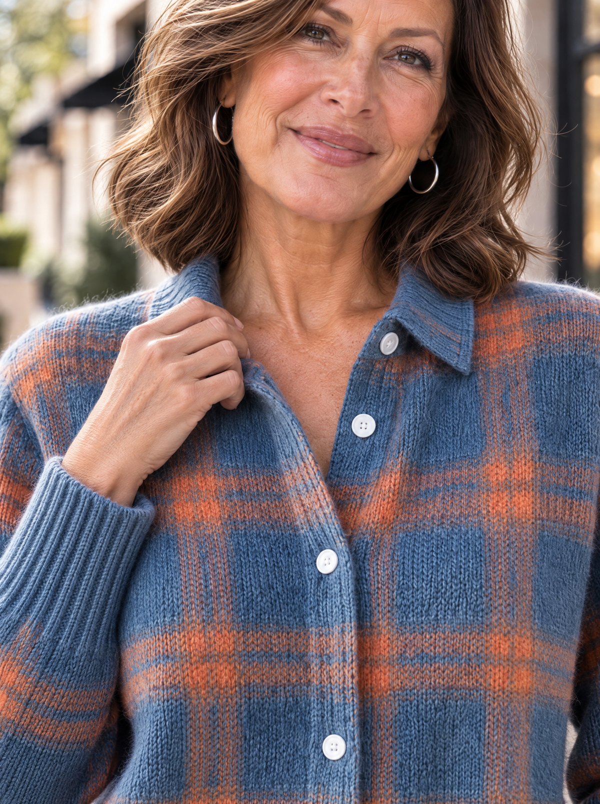 Heritage | Cardigan en tricot à carreaux et col chemise