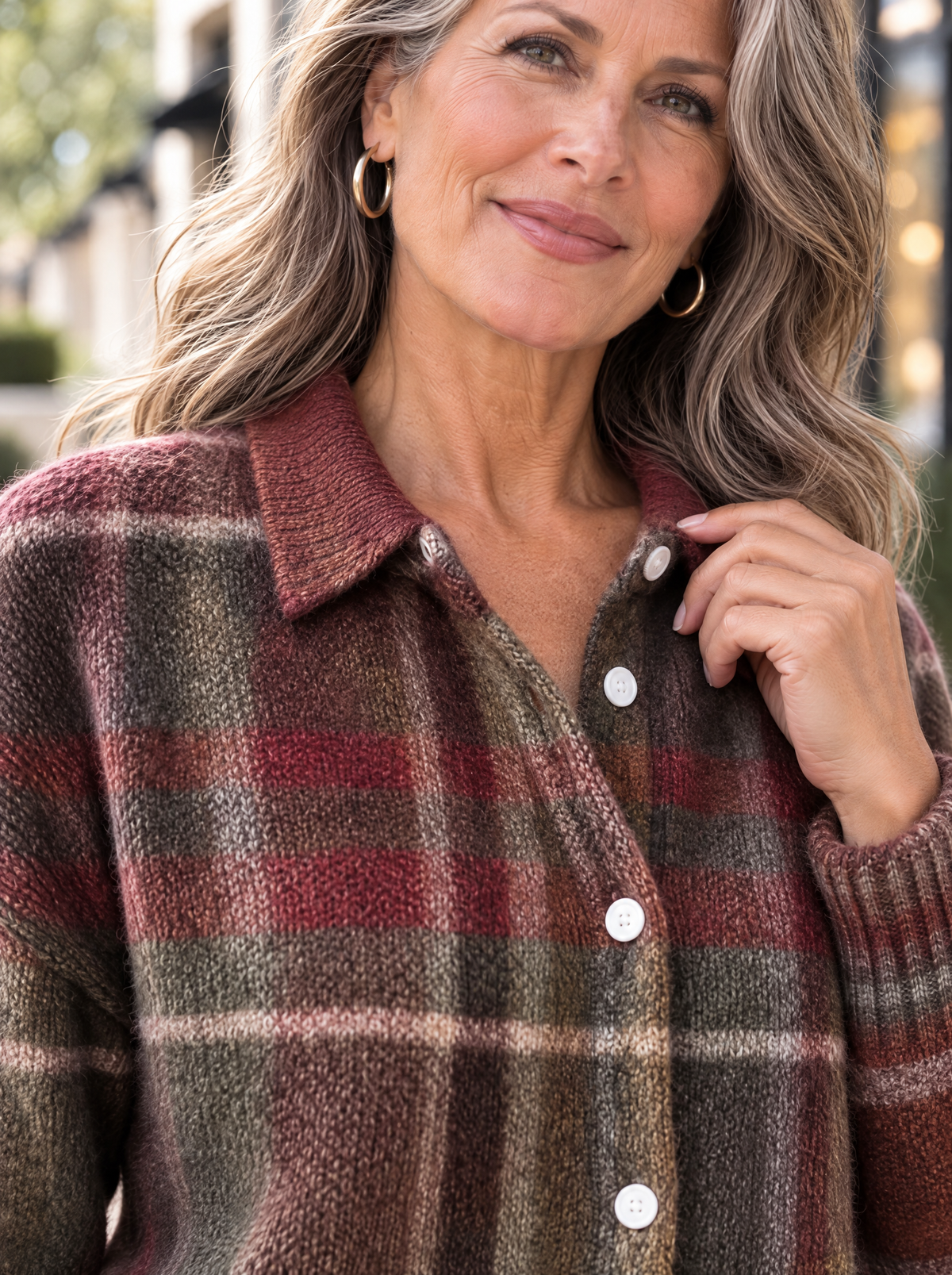 Heritage | Cardigan en tricot à carreaux et col chemise