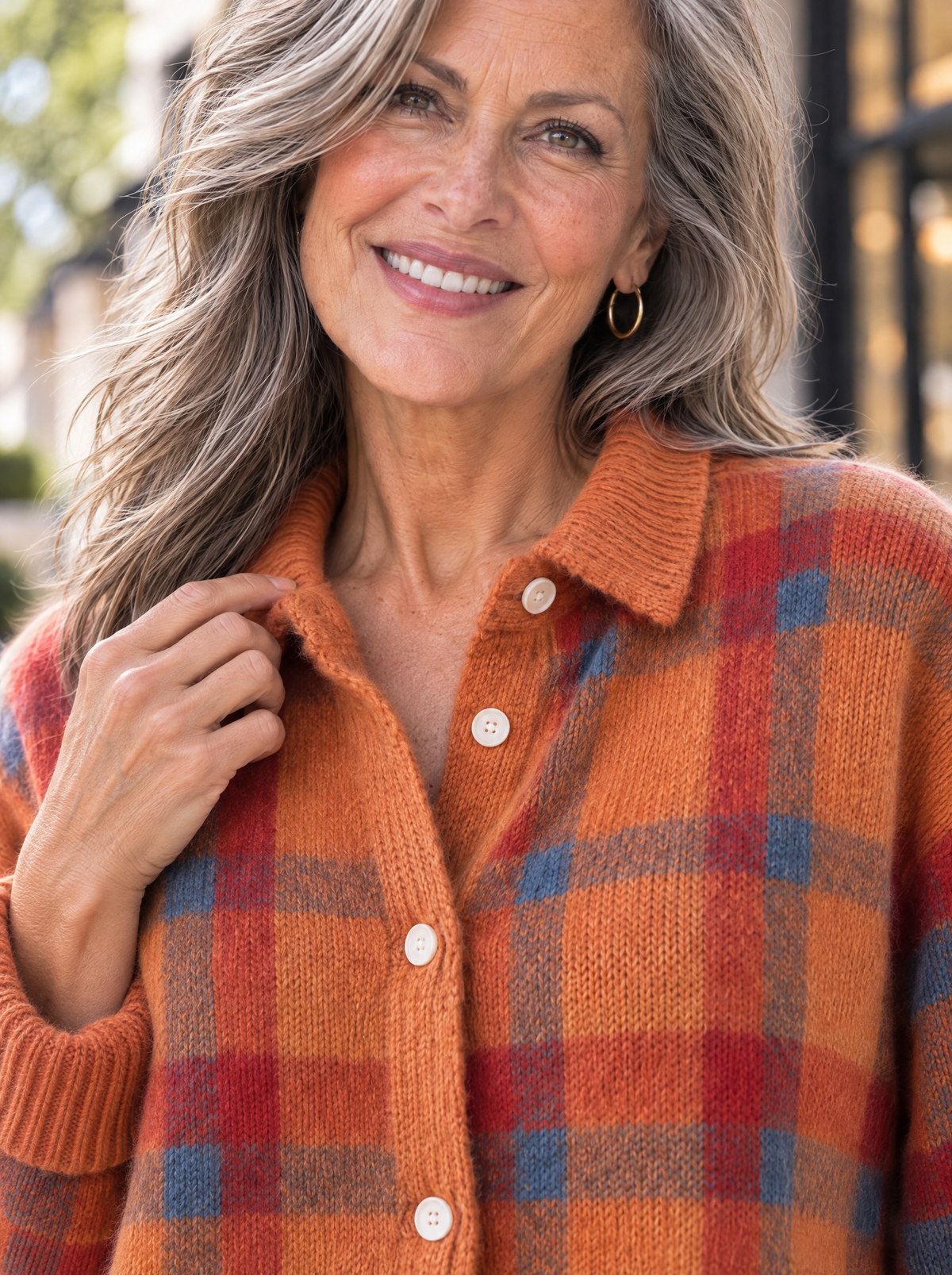 Heritage | Cardigan en tricot à carreaux et col chemise