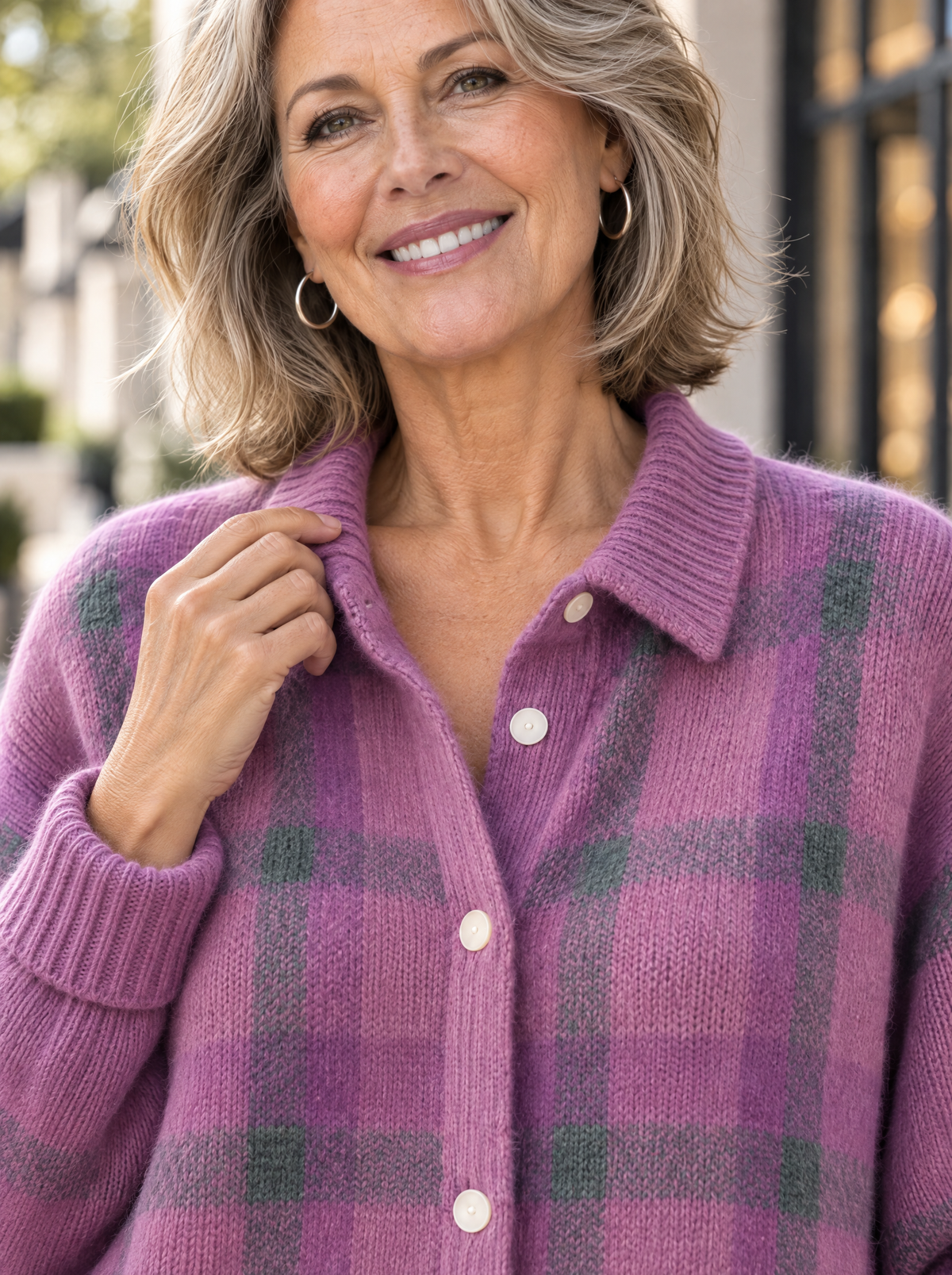Heritage | Cardigan en tricot à carreaux et col chemise