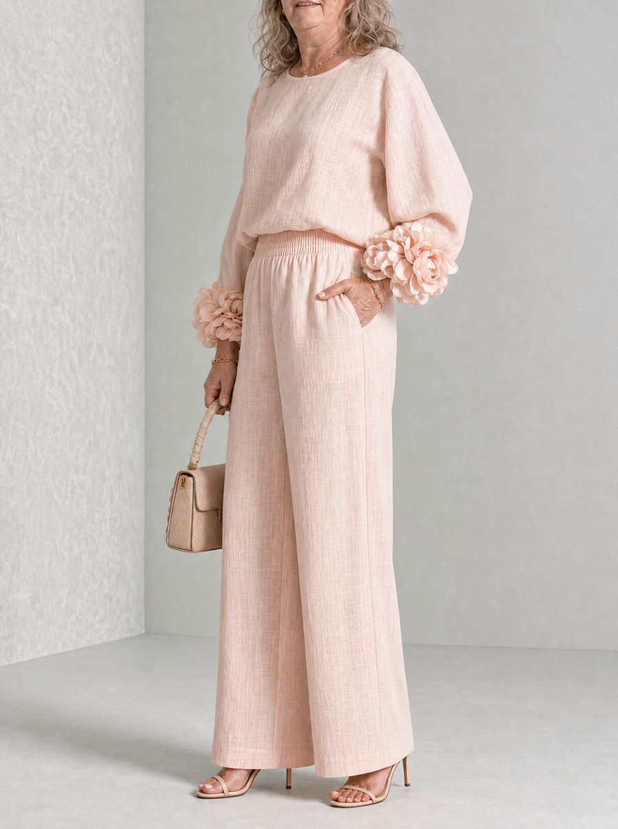 Rosalie | Ensemble deux pièces à poignets fleuris