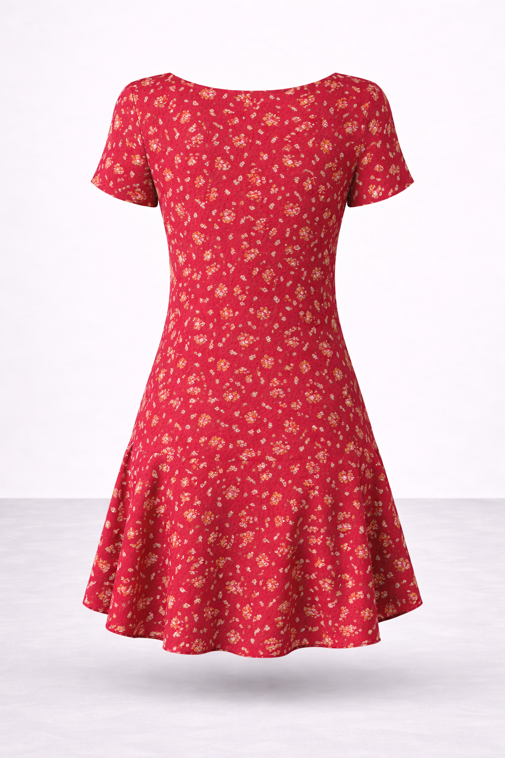 Luna | Robe mi-longue fleurie à manches courtes