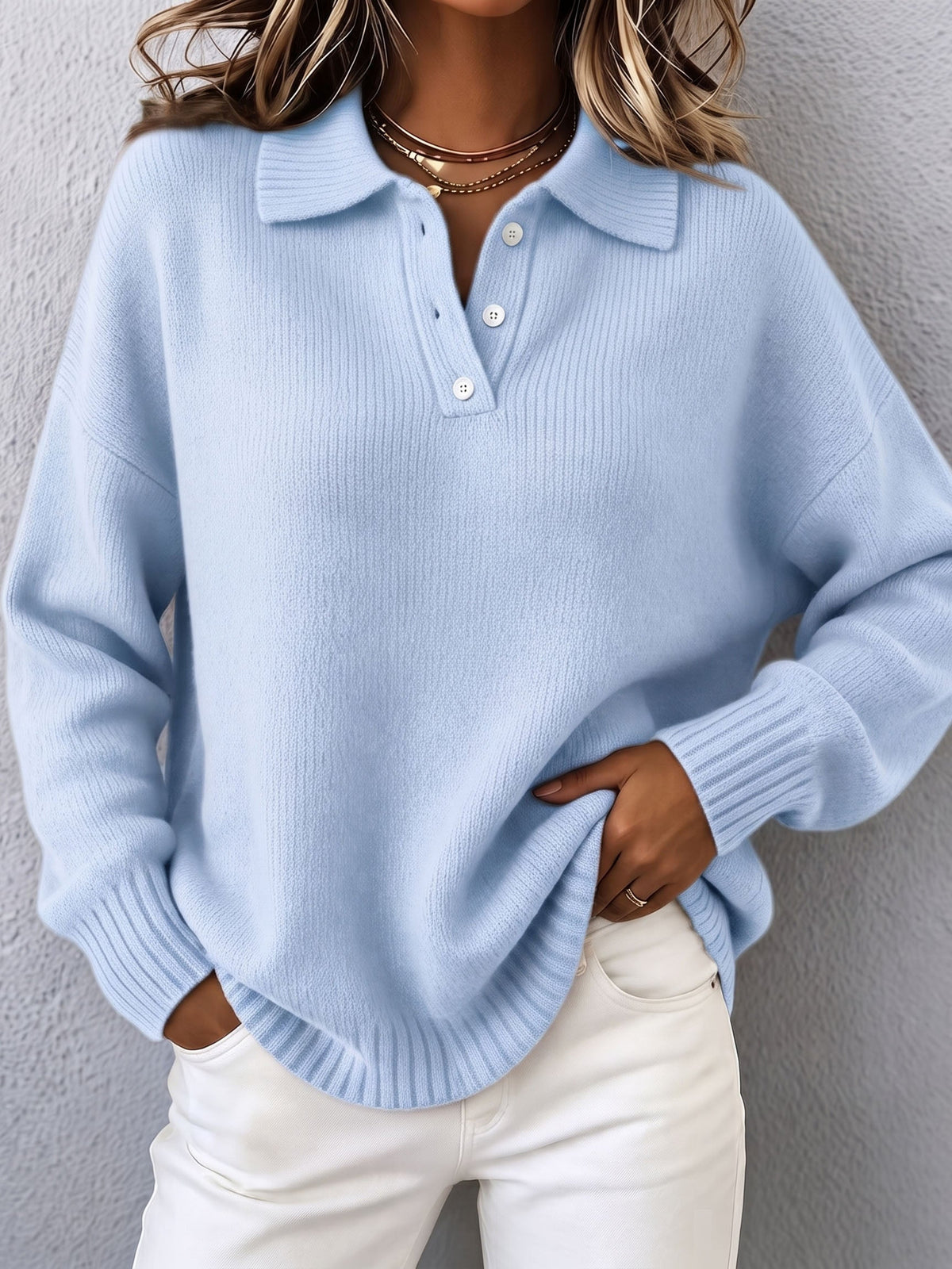 Marvelle | Chandail chic en tricot à capuchon style polo