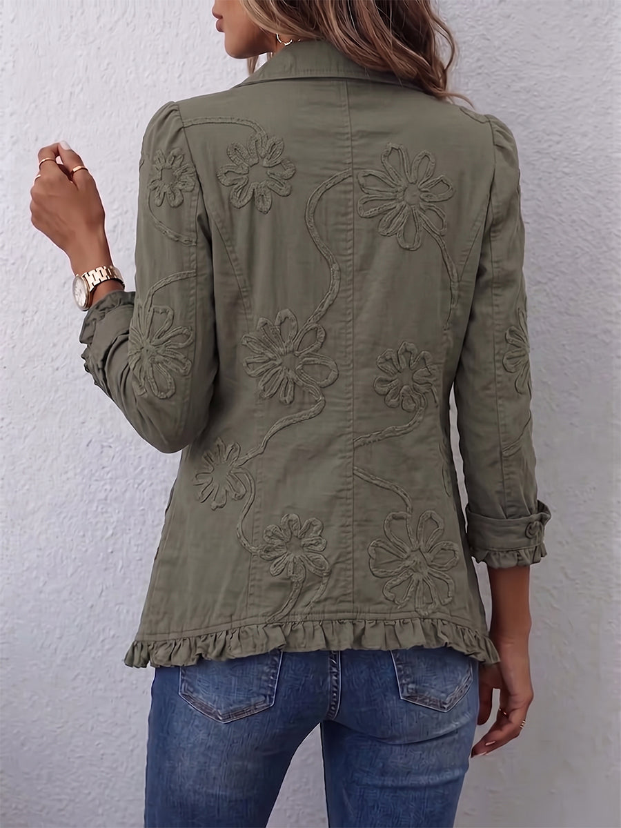 Kimberly | Veste utilitaire bohème brodée à volants