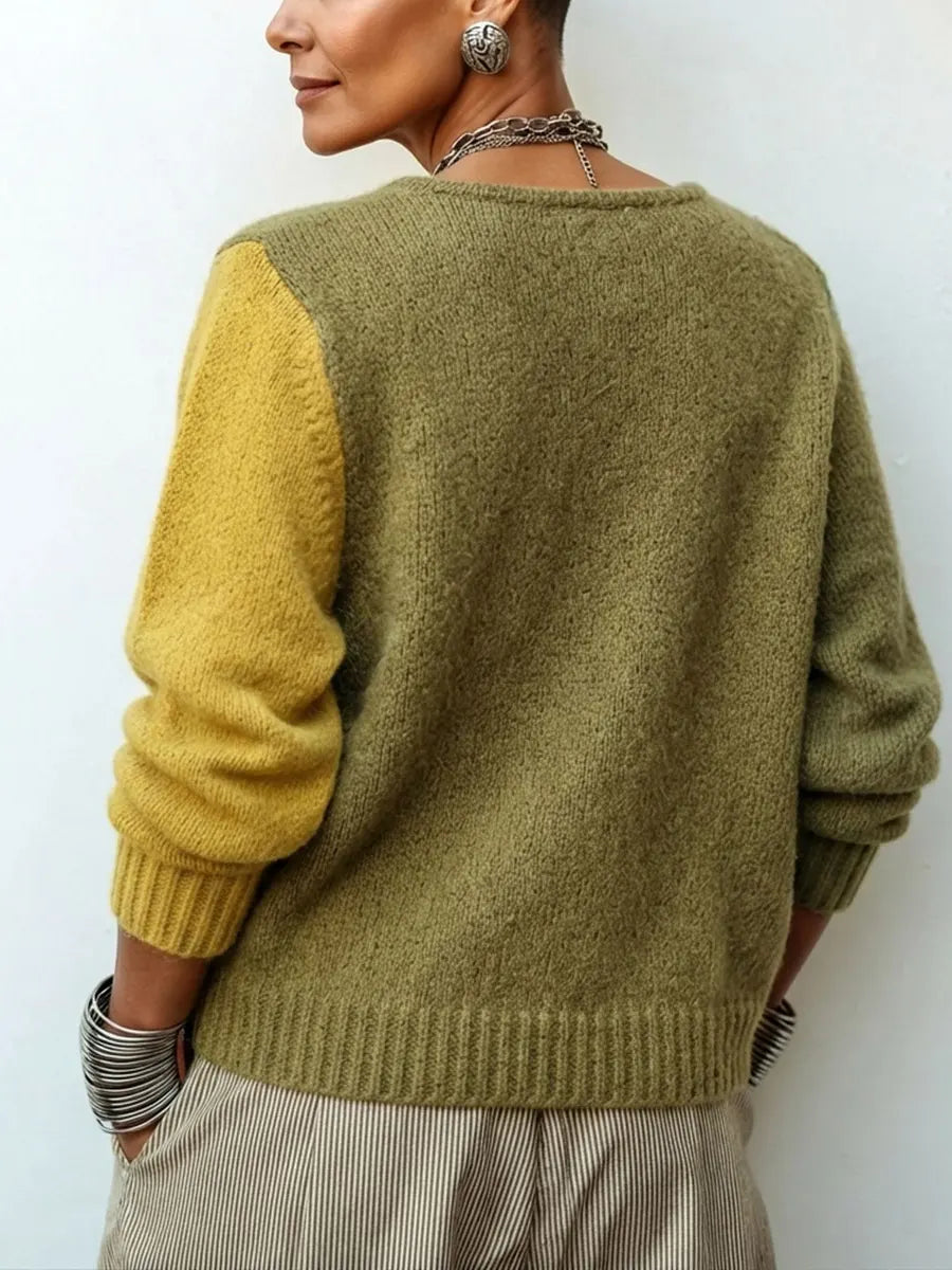 Colette | Cardigan en tricot à blocs de couleurs asymétriques