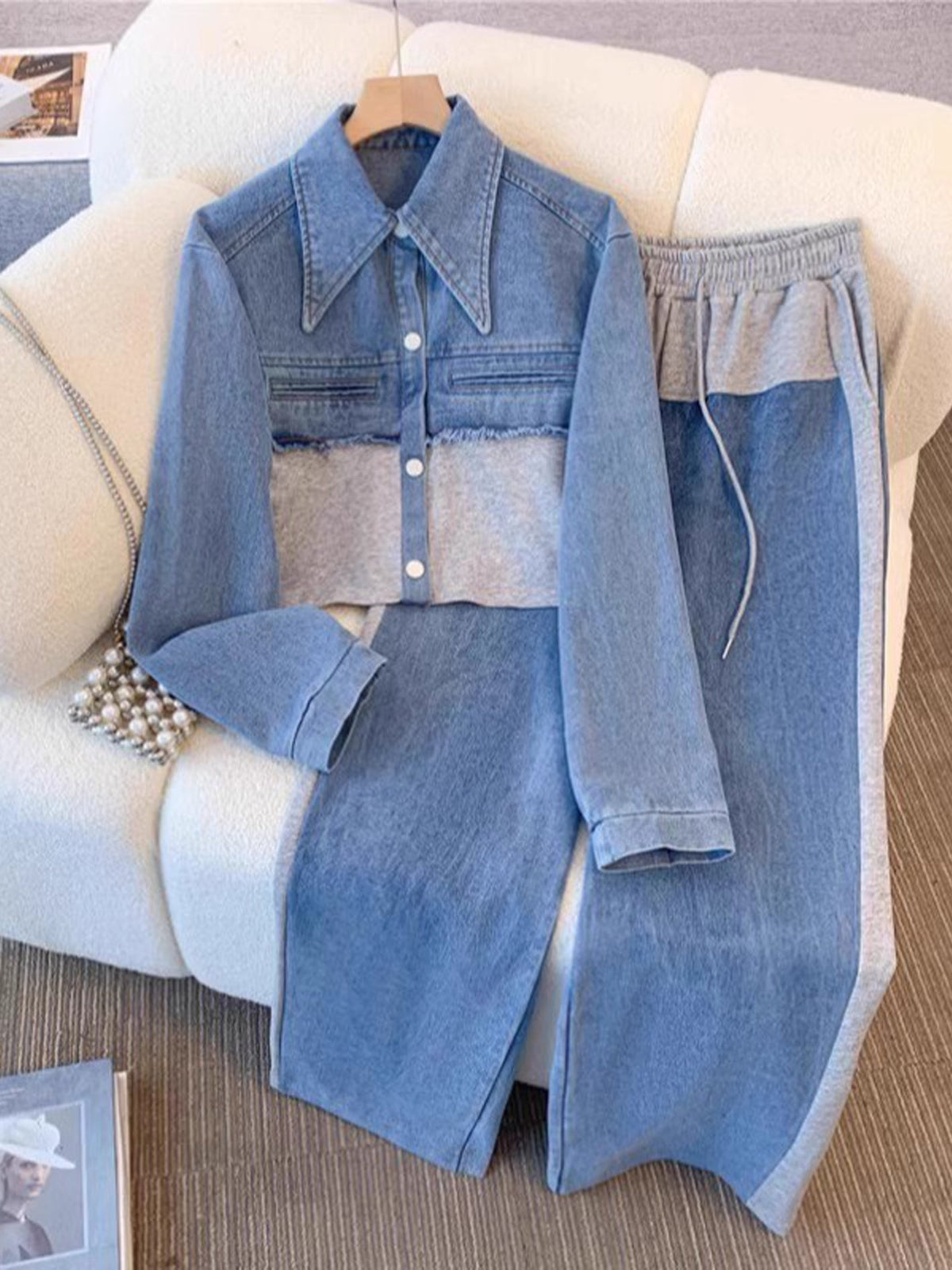 Holbrook™ | Ensemble avec veste courte à blocs de couleurs et pantalon à jambes larges
