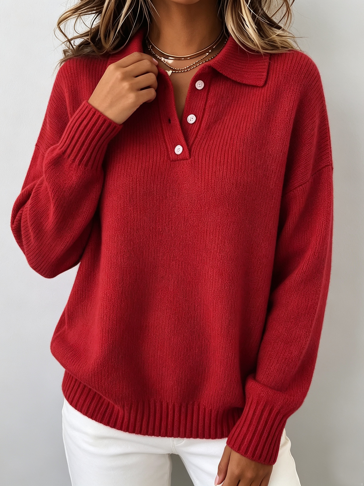 Marvelle | Chandail chic en tricot à capuchon style polo