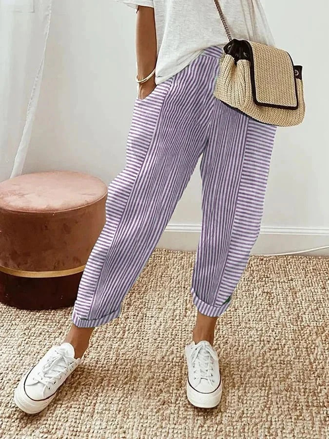 Celia | Pantalon classique à rayures en coton