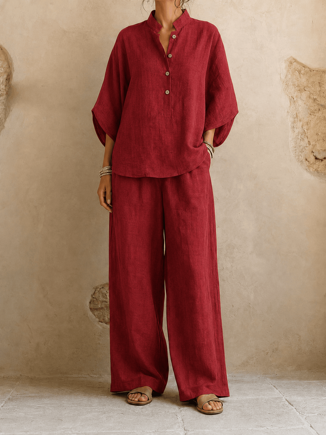 Maribel | Ensemble à manches chauve-souris et pantalon à jambes larges