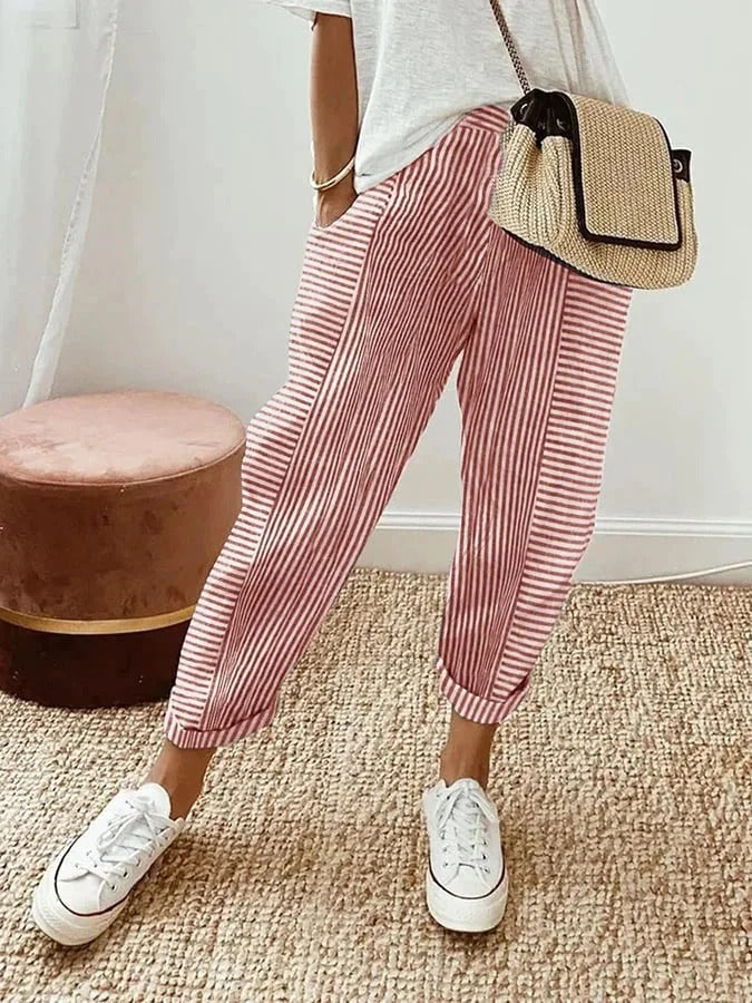 Celia | Pantalon classique à rayures en coton